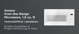 Leon's Amana White Over-the-Range Microwave (1.6 Cu. Ft.) - YAMV2307PFW offer