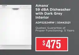 Leon's Amana White Dishwasher with Quick Wash Cycle - ADFS2524RW offer