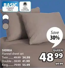 JYSK SIERRA Flannel sheet set offer