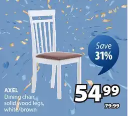 JYSK AXEL Dining chair, solid wood legs, white/brown offer