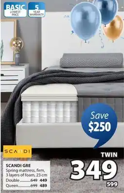 JYSK SCANDI GRE Spring mattress, firm, 3 layers of foam, 23 cm offer