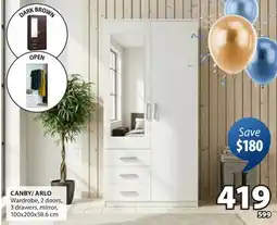 JYSK CANBY/ ARLO Wardrobe 2 doors, 3 drawers, mirror offer