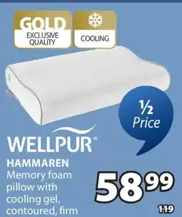 JYSK WELLPUR HAMMAREN Memory foam pillow with cooling gel, contoured, firm offer