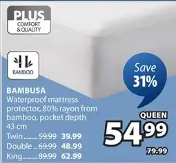 JYSK BAMBUSA Waterproof mattress protector offer