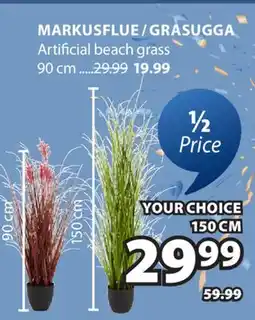 JYSK MARKUSFLUE / GRASUGGA Artificial beach grass offer