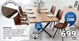 JYSK ROCKSILDE Dining table, live edge look, oiled oak veneer, steel legs offer