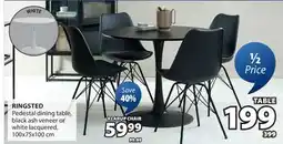 JYSK RINGSTED Pedestal dining table, black ash veneer or white lacquered offer