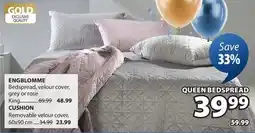 JYSK ENGBLOMME Bedspread, velour cover, grey or rose offer