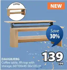 JYSK DAUGBJERG Coffee table, lift-top with storage offer