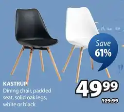 JYSK KASTRUP Dining chair, padded seat, solid oak legs offer