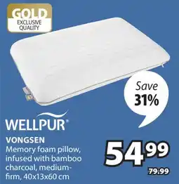 JYSK WELLPUR VONGSEN Memory foam pillow offer