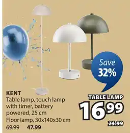 JYSK KENT Table lamp, touch lamp with timer, battery powered, 25 cm Floor lamp offer