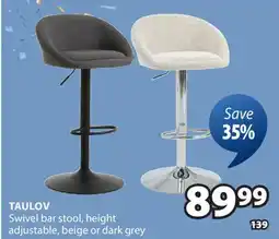 JYSK TAULOV Swivel bar stool, height adjustable offer