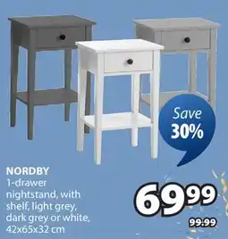 JYSK NORDBY 1-drawer nightstand offer