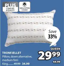 JYSK TRONFJELLET Pillow, down alternative, medium firm offer