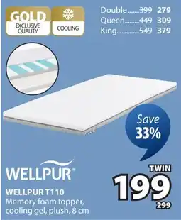 JYSK WELLPUR T110 Memory foam topper offer