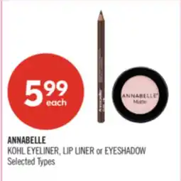 Shoppers Drug Mart ANNABELLE KOHL EYELINER, LIP LINER or EYESHADOW offer