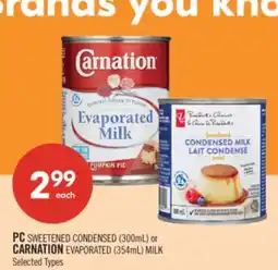 Shoppers Drug Mart PC SWEETENED CONDENSED (300mL) or CARNATION EVAPORATED (354mL) MILK offer