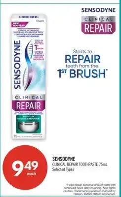 Shoppers Drug Mart SENSODYNE CLINICAL REPAIR TOOTHPASTE offer