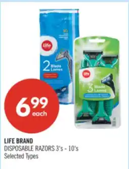 Shoppers Drug Mart LIFE BRAND DISPOSABLE RAZORS offer