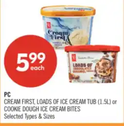Shoppers Drug Mart PC CREAM FIRST, LOADS OF ICE CREAM TUB (1.5L) or COOKIE DOUGH ICE CREAM BITES offer