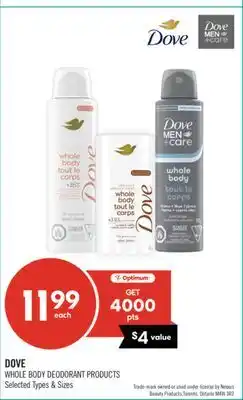 Shoppers Drug Mart DOVE WHOLE BODY DEODORANT PRODUCTS offer