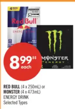 Shoppers Drug Mart RED BULL (4 x 250mL) or MONSTER (4 x 473mL) ENERGY DRINK offer