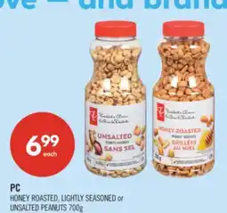 Shoppers Drug Mart PC HONEY ROASTED, LIGHTLY SEASONED or UNSALTED PEANUTS offer