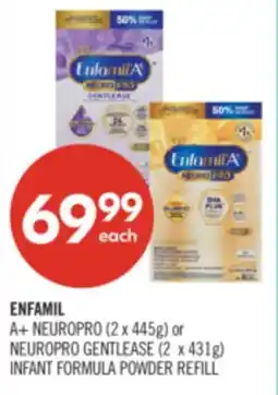 Shoppers Drug Mart ENFAMIL A+ NEUROPRO (2 x 445g) or NEUROPRO GENTLEASE (2 x 431g) INFANT FORMULA POWDER REFILL offer