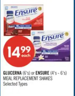 Shoppers Drug Mart GLUCERNA (6's) or ENSURE (4's - 6's) MEAL REPLACEMENT SHAKES offer