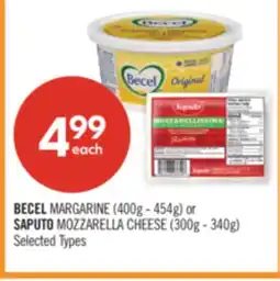 Shoppers Drug Mart BECEL MARGARINE (400g - 454g) or SAPUTO MOZZARELLA CHEESE (300g - 340g) offer