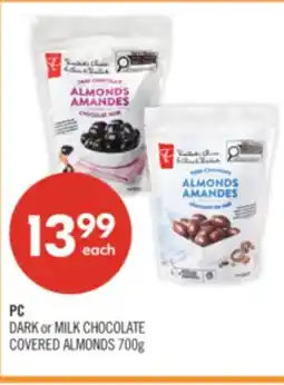 Shoppers Drug Mart PC DARK or MILK CHOCOLATE COVERED ALMONDS offer