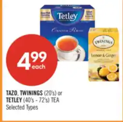 Shoppers Drug Mart TAZO, TWININGS (20's) or TETLEY (40's - 72's) TEA offer