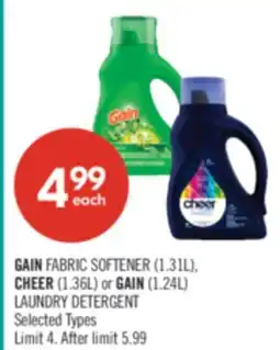Shoppers Drug Mart GAIN FABRIC SOFTENER (1.31L), CHEER (1.36L) or GAIN (1.24L) LAUNDRY DETERGENT offer