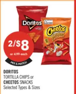 Shoppers Drug Mart DORITOS TORTILLA CHIPS or CHEETOS SNACKS offer