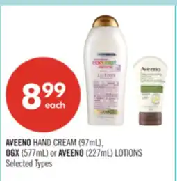 Shoppers Drug Mart AVEENO HAND CREAM (97mL), OGX (577mL) or AVEENO (227mL) LOTIONS offer
