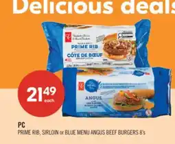 Shoppers Drug Mart PC PRIME RIB, SIRLOIN or BLUE MENU ANGUS BEEF BURGERS offer