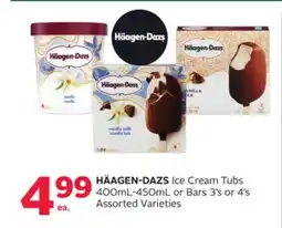 Rexall HÄAGEN-DAZS Ice Cream Tub 400ML-450ML or Bars 3's or 4's offer