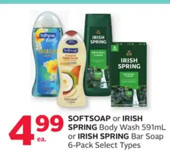 Rexall SOFTSOAP or IRISH SPRING Body Wash 591mL or IRISH SPRING Bar Soap 6-Pack offer