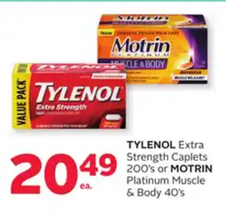 Rexall TYLENOL Extra Strength Caplets 200's or MOTRIN Platinum Muscle & Body 40's offer