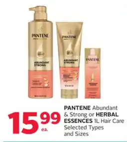 Rexall PANTENE Abundant & Strong or HERBAL ESSENCE 1L Hair Care offer