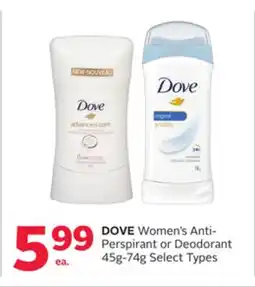 Rexall DOVE Women's Anti-Perspirant or Deodorant offer
