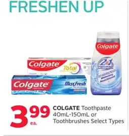 Rexall COLGATE Toothpaste 40mL-150mL or Toothbrushes offer