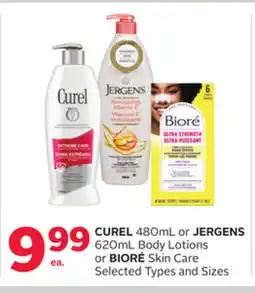 Rexall CUREL 480mL or JERGENS 620mL Body Lotions or BIORÉ Skin Care offer