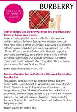 Pharmaprix Burberry Goddess Eau de Parfum for Women & Body Lotion Duo Gift Set offer
