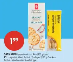 Pharmaprix NO NAME Rice (100 g) or PC (185 g) Crackers offer