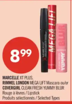 Pharmaprix MARCELLE XT PLUS, RIMMEL LONDON MEGA LIFT Mascara ou/or COVERGIRL CLEAN FRESH YUMMY BLUR Lipstick offer