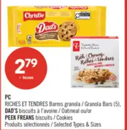 Pharmaprix PC RICHES ET TENDRES Barres granola (5), DAD'S biscuits à l'avoine ou PEAK FREANS biscuits offer