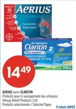 Pharmaprix AERIUS or CLARITIN Allergy Relief Products offer