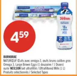 Pharmaprix BURNBRAE NATURŒUF Omega3, Large Brown Eggs (1Dozen) or NEILSON Ultrafiltered Milk (1 L) offer
